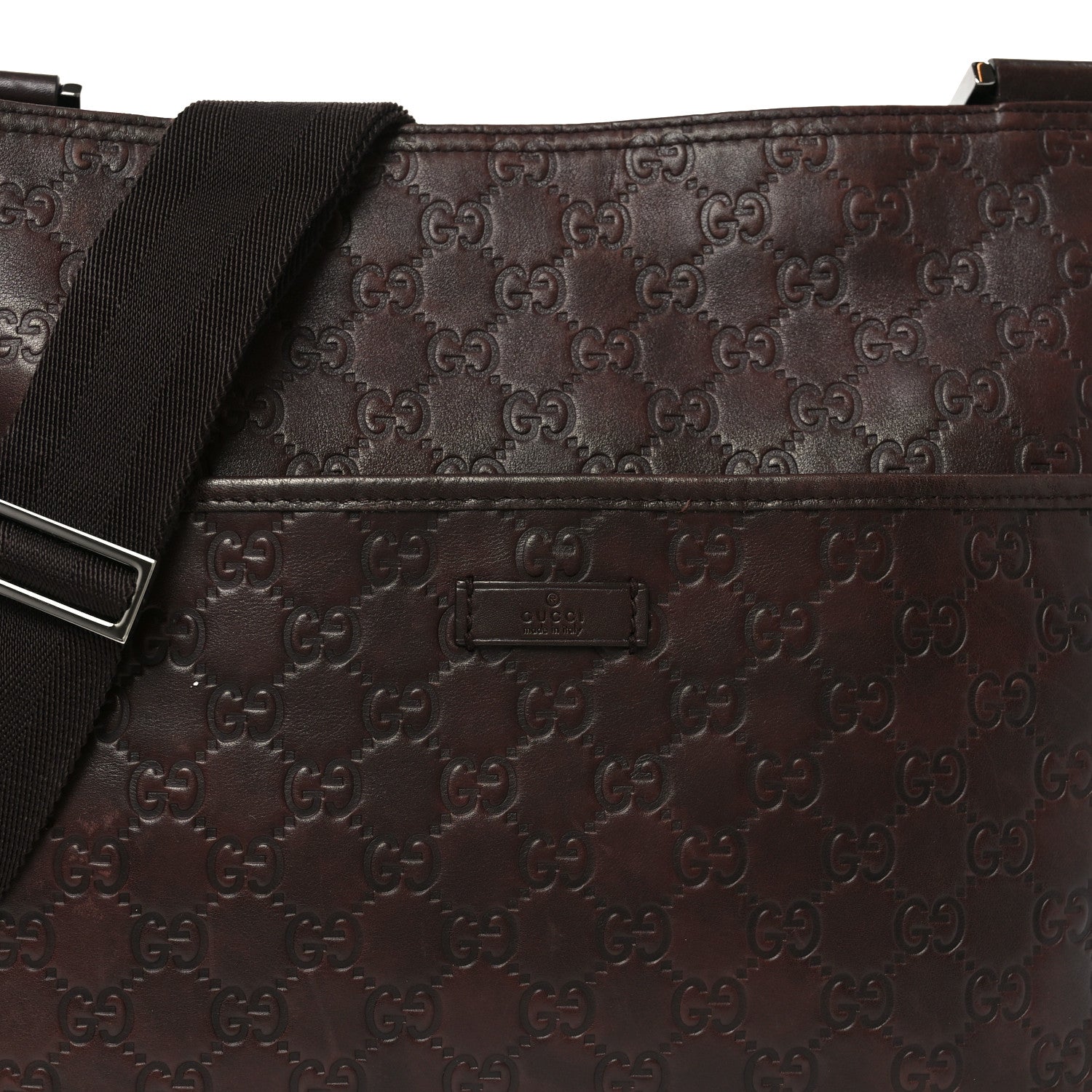 Gucci Guccissima Flat Messenger Bag Brown Dark Brown 9 of 11