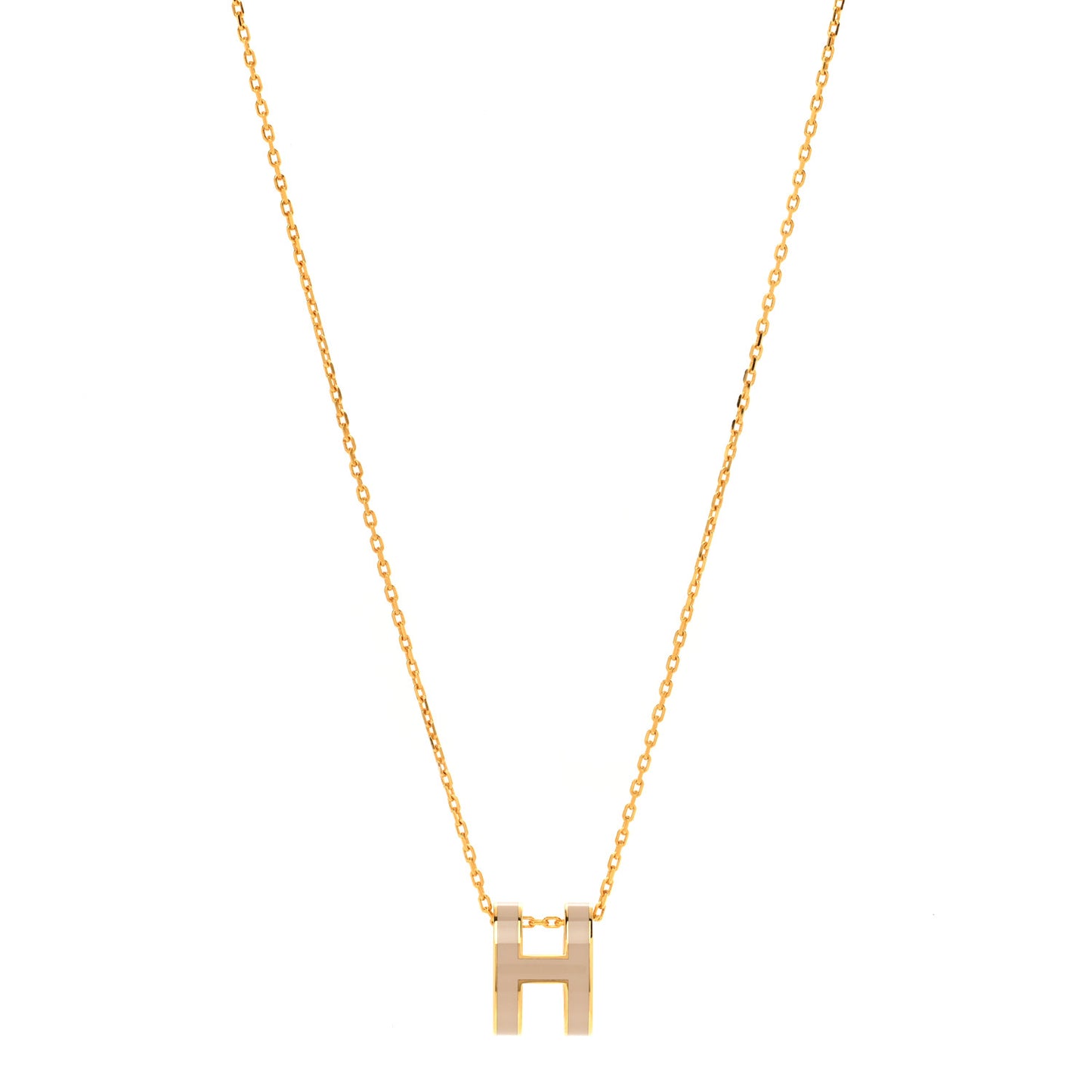 Lacquered Gold Pop H Pendant Necklace Marron Glace
