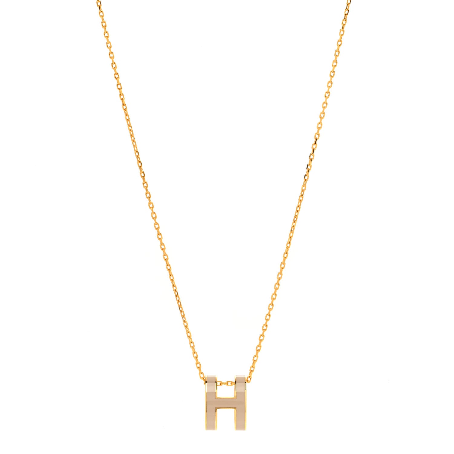 Hermes Lacquered Gold Pop H Pendant Necklace Marron Glace 1 of 5
