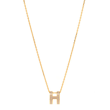 Hermes Lacquered Gold Pop H Pendant Necklace Marron Glace 1 of 5