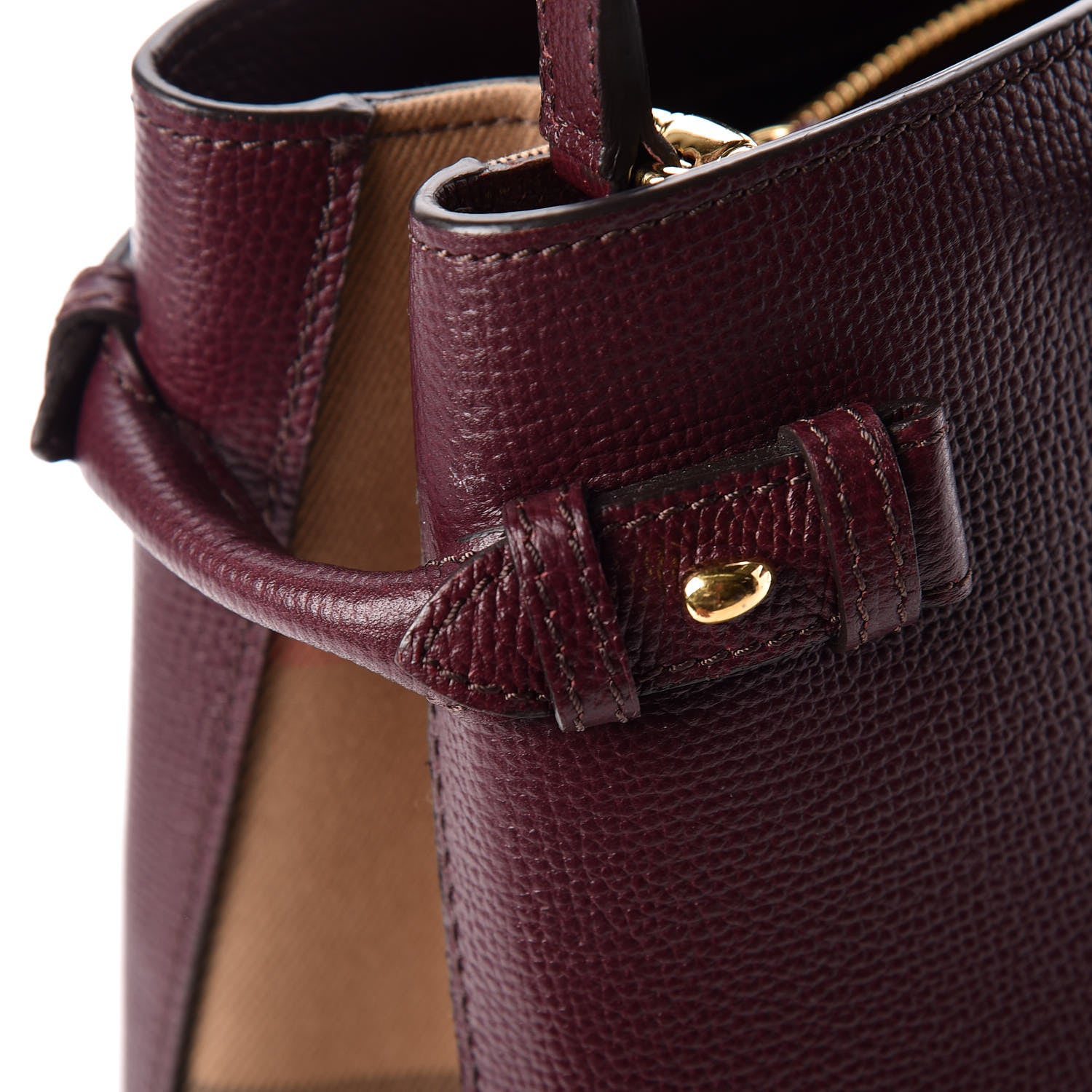 Burberry Grainy Calfskin House Check Medium Banner Tote Elderberry 28 of 29