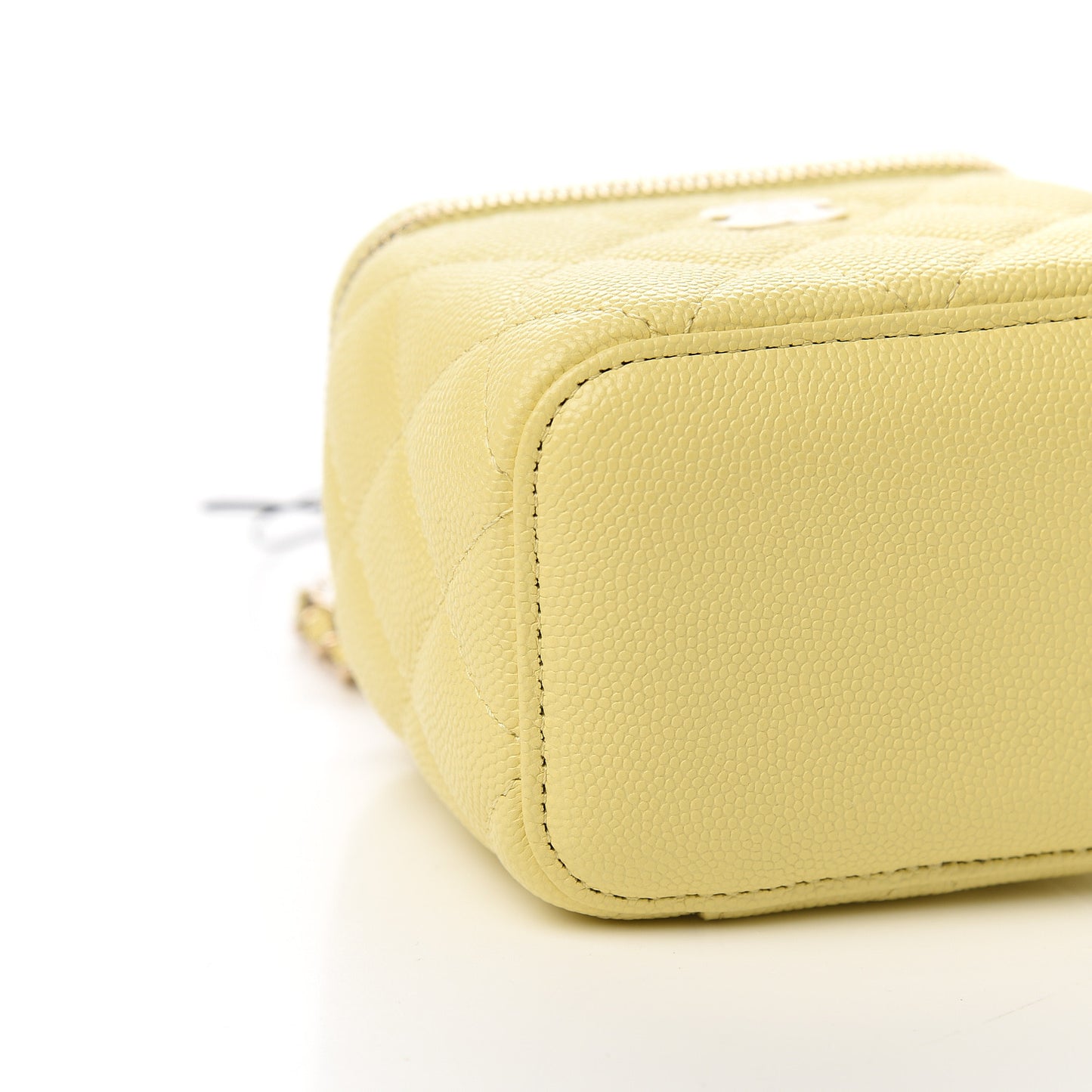 Caviar Quilted Mini Vanity Case With Chain Yellow