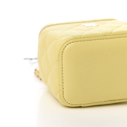 Chanel Caviar Quilted Mini Vanity Case With Chain Yellow 7 of 10