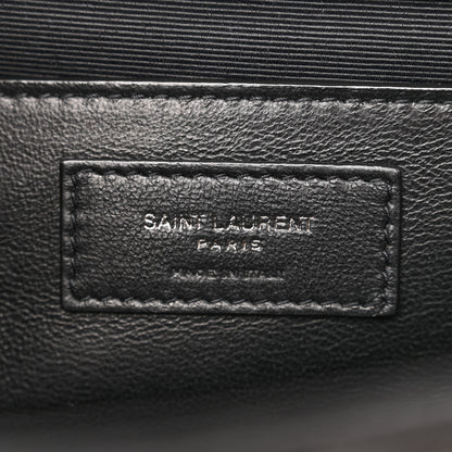 Saint Laurent Grain De Poudre Textured Mixed Matelasse Triquilt Medium Monogram Monochrome Satchel Black 6 of 11