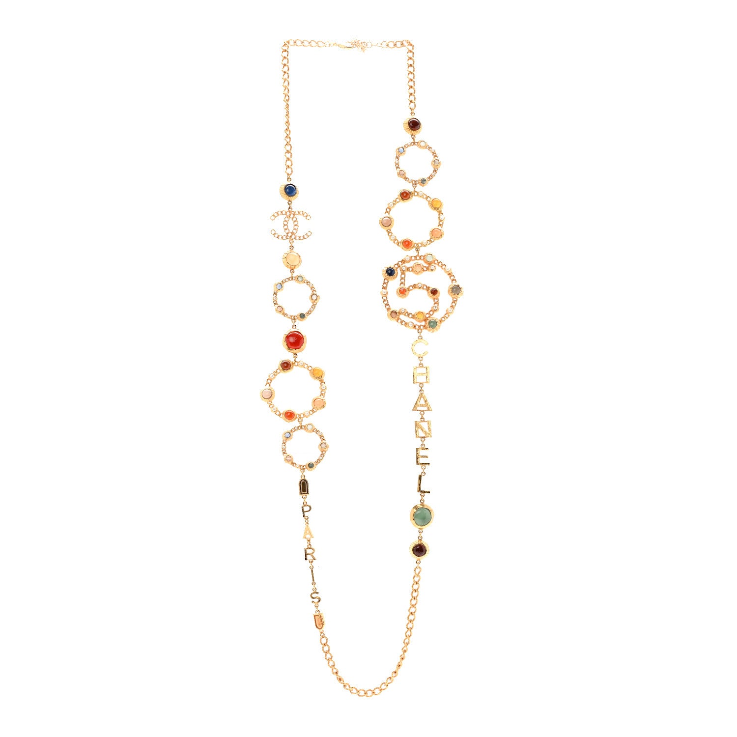 Chanel Pearl Gripoix Crystal No 5 Medallion Necklace Gold 3 of 8