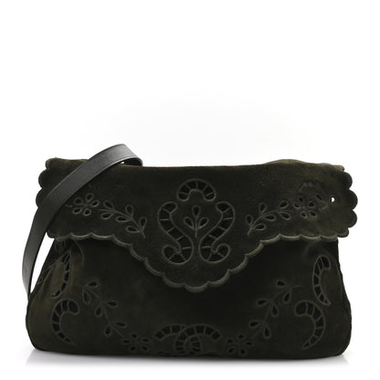 Chanel Suede Embroidered Flap Dark Green 1 of 10
