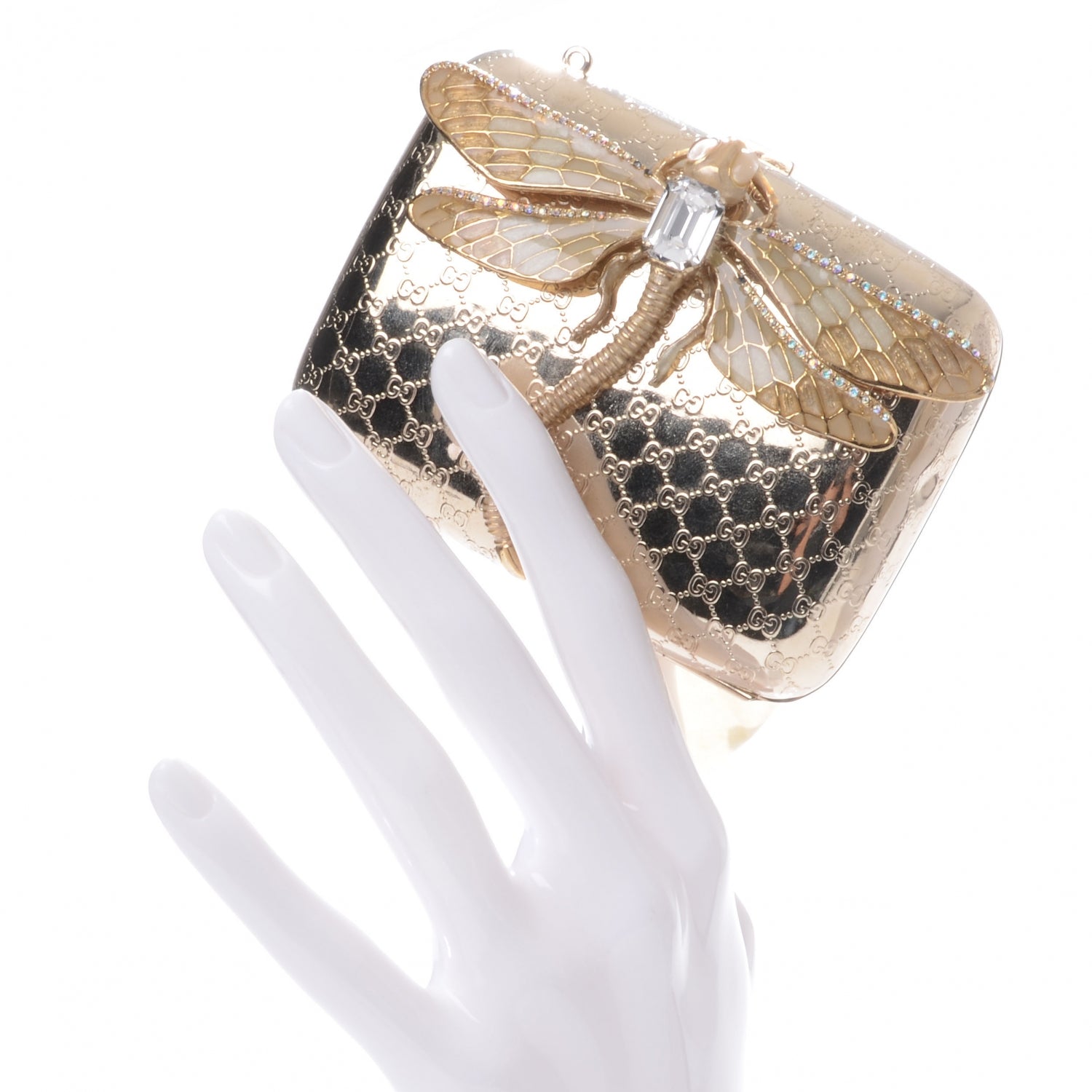 Gucci Metal Guccissima Dragonfly Minaudiere Clutch 2 of 7