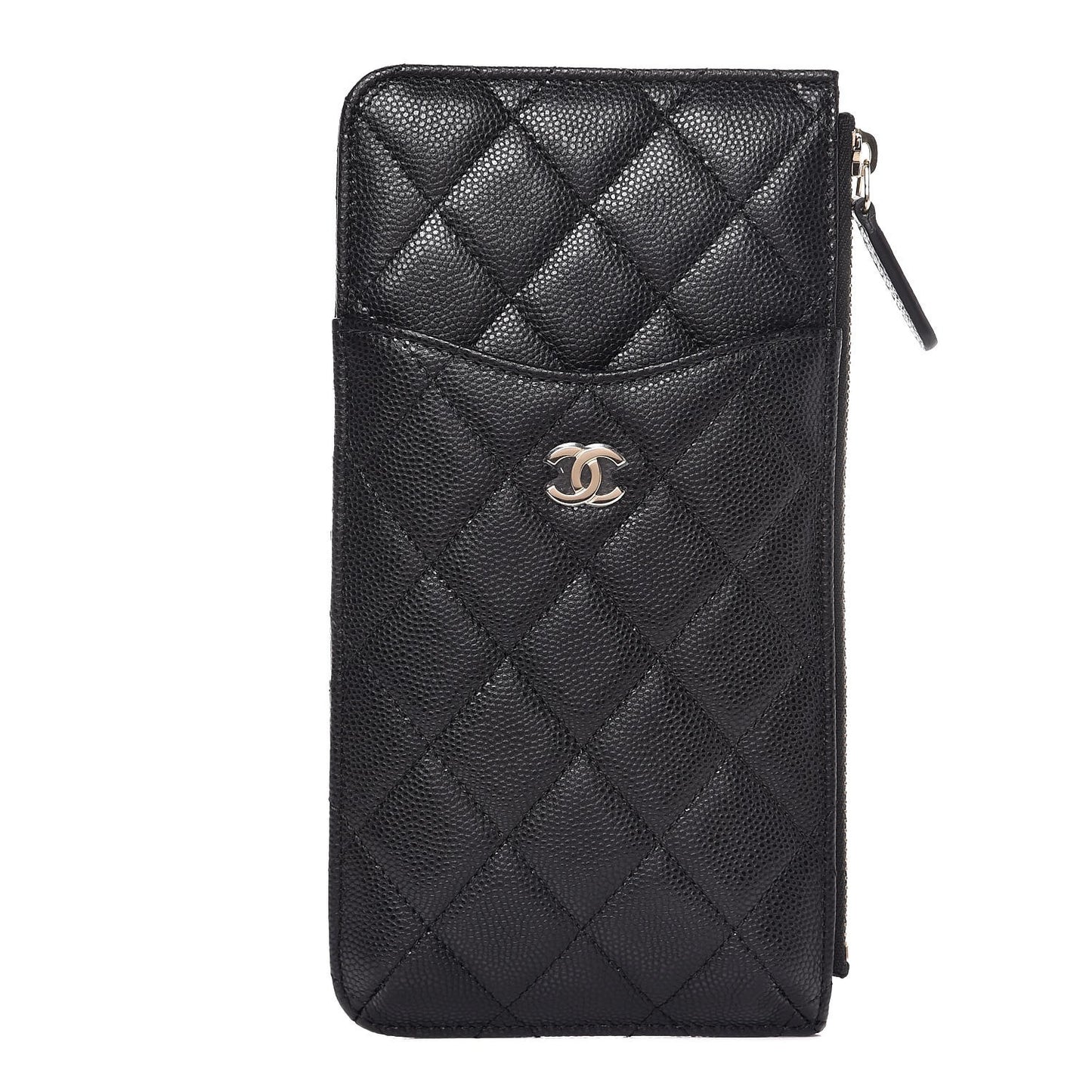 Caviar Quilted Classic Flat Wallet Pouch Black