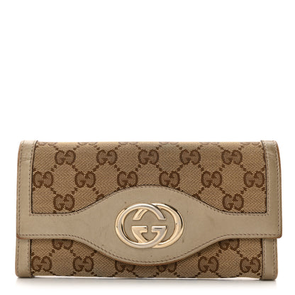 Gucci Monogram Margaux Calfskin Sukey Continental Organizer Wallet Beige Ebony Gold 1 of 12