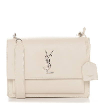Saint Laurent Grained Calfskin Medium Monogram Sunset Dove White 1 of 6