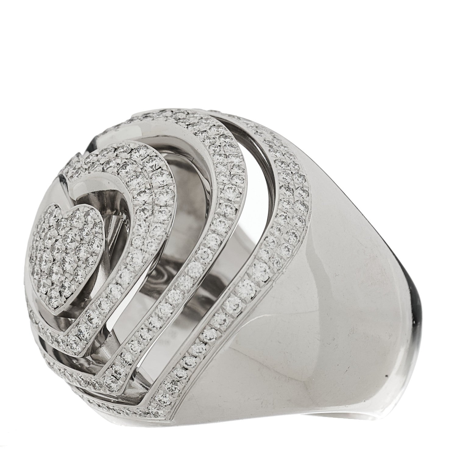 Chopard 18K White Gold Diamond Heart Xtravaganza Cocktail Ring 54 6.75 3 of 6