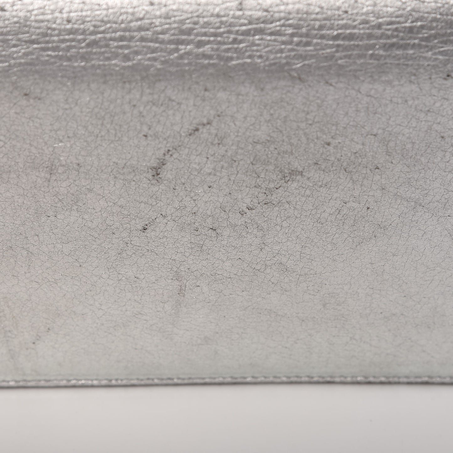 Metallic Calfskin Kate Monogram Tassel Chain Wallet Silver
