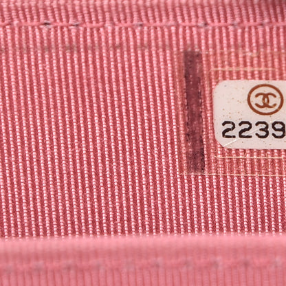 Chanel Caviar Chevron Quilted Zip Around Coin Purse Pink 8 of 9