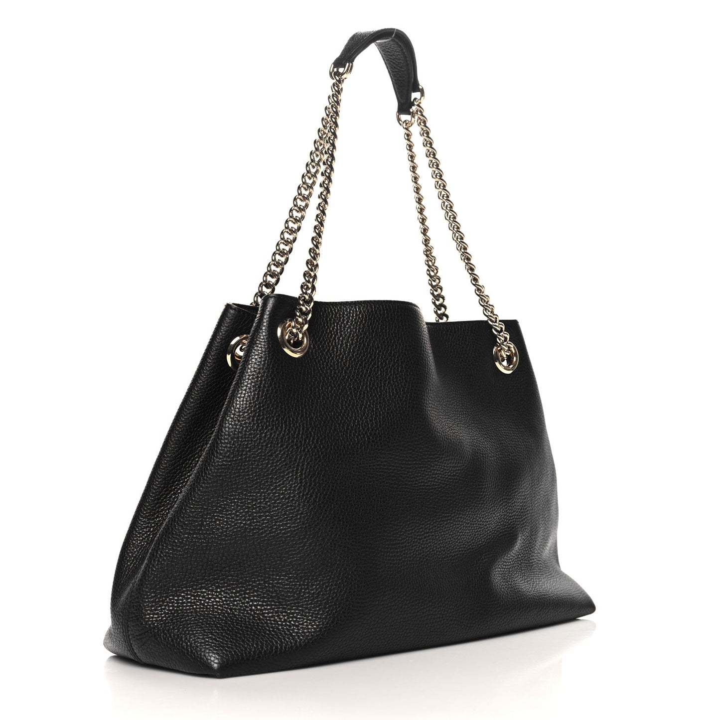 Pebbled Calfskin Medium Soho Chain Shoulder Bag Black