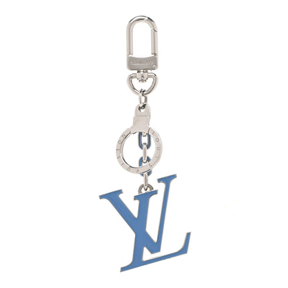 Louis Vuitton Metal Palladiium Finish Lacquer LV Initiales Bag Charm Key Holder Blue 1 of 4