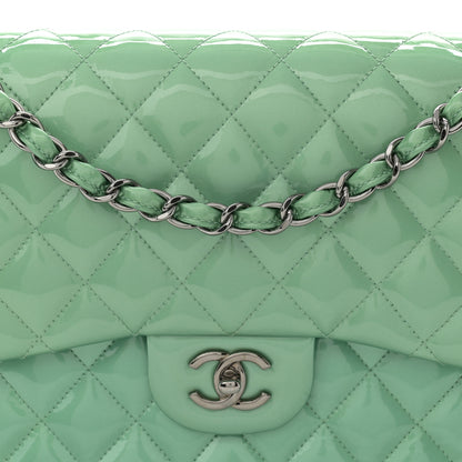 Chanel Patent Quilted Jumbo Double Flap Green 8 of 11