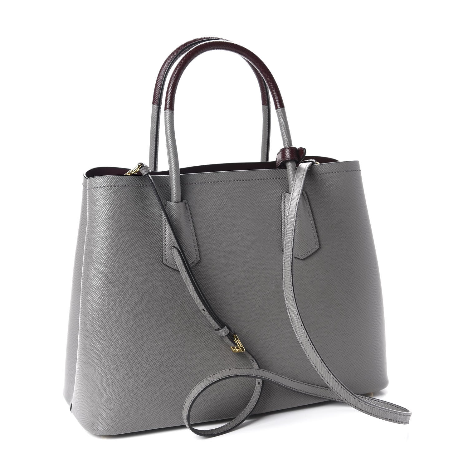 Prada Saffiano Cuir Medium Bi-Color Double Bag Marmo Granato 3 of 10