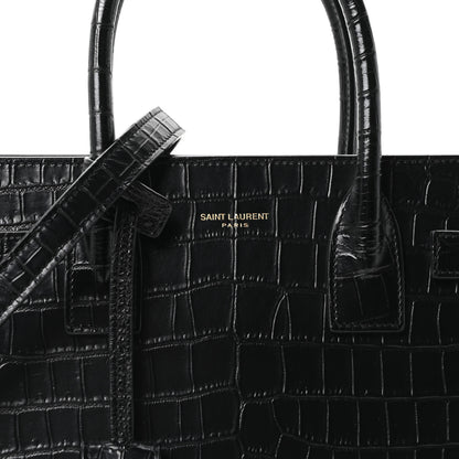 Saint Laurent Calfskin Crocodile Embossed Baby Sac De Jour Black 8 of 10