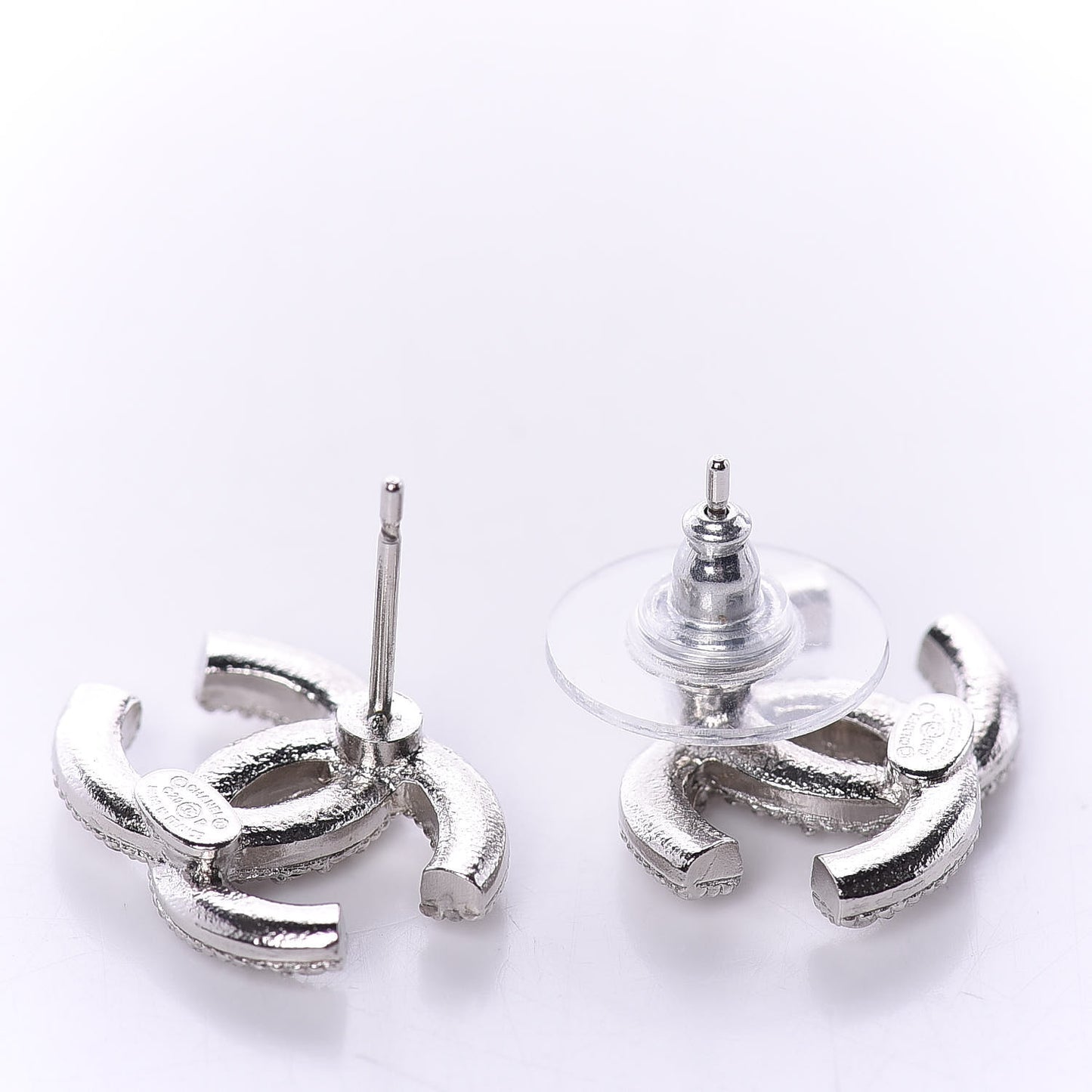Crystal CC Coco Flapper Earrings Silver