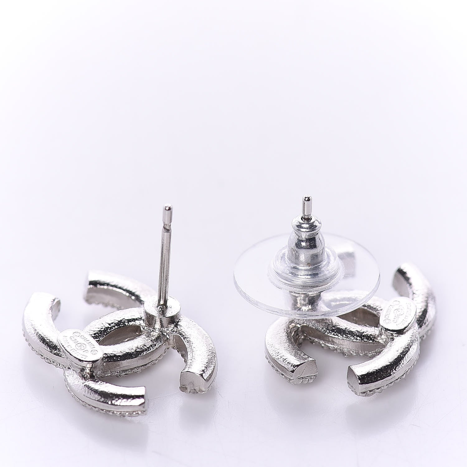 Chanel Crystal CC Coco Flapper Earrings Silver 3 of 5
