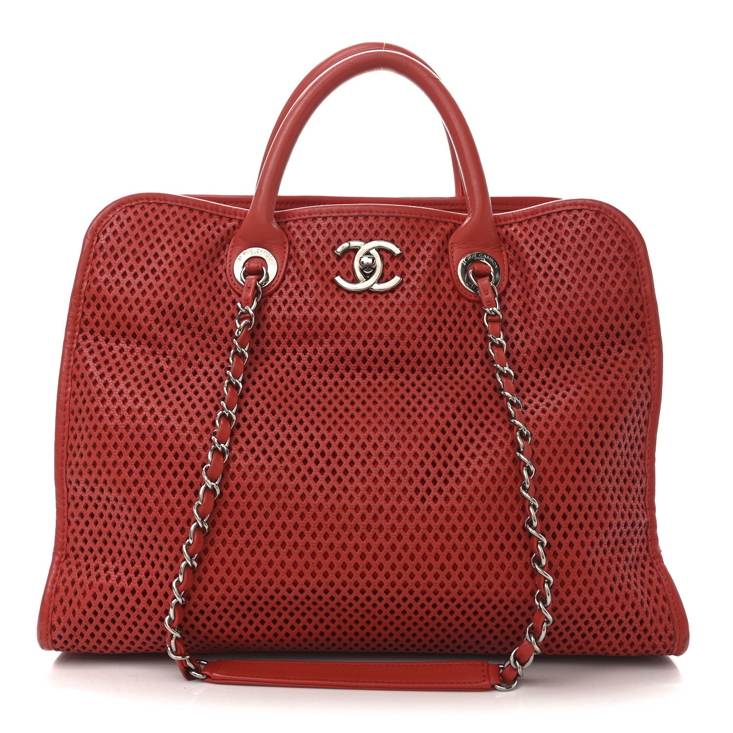 Chanel Calfskin Perforated Up In The Air Tote Red 1 of 10