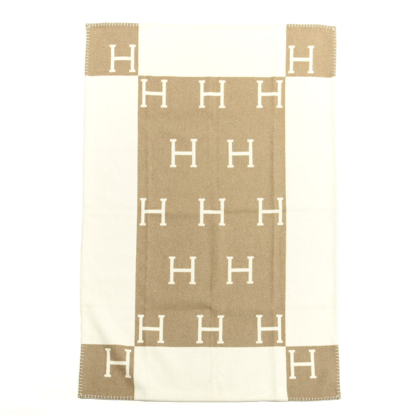 Wool Cashmere Avalon Blanket Noisette Moyen White
