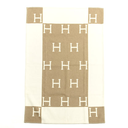 Hermes Wool Cashmere Avalon Blanket Noisette Moyen White 1 of 3