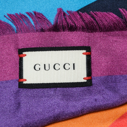 Gucci Silk Angry Cat Foulard Square Scarf Scarf Multicolor 6 of 6