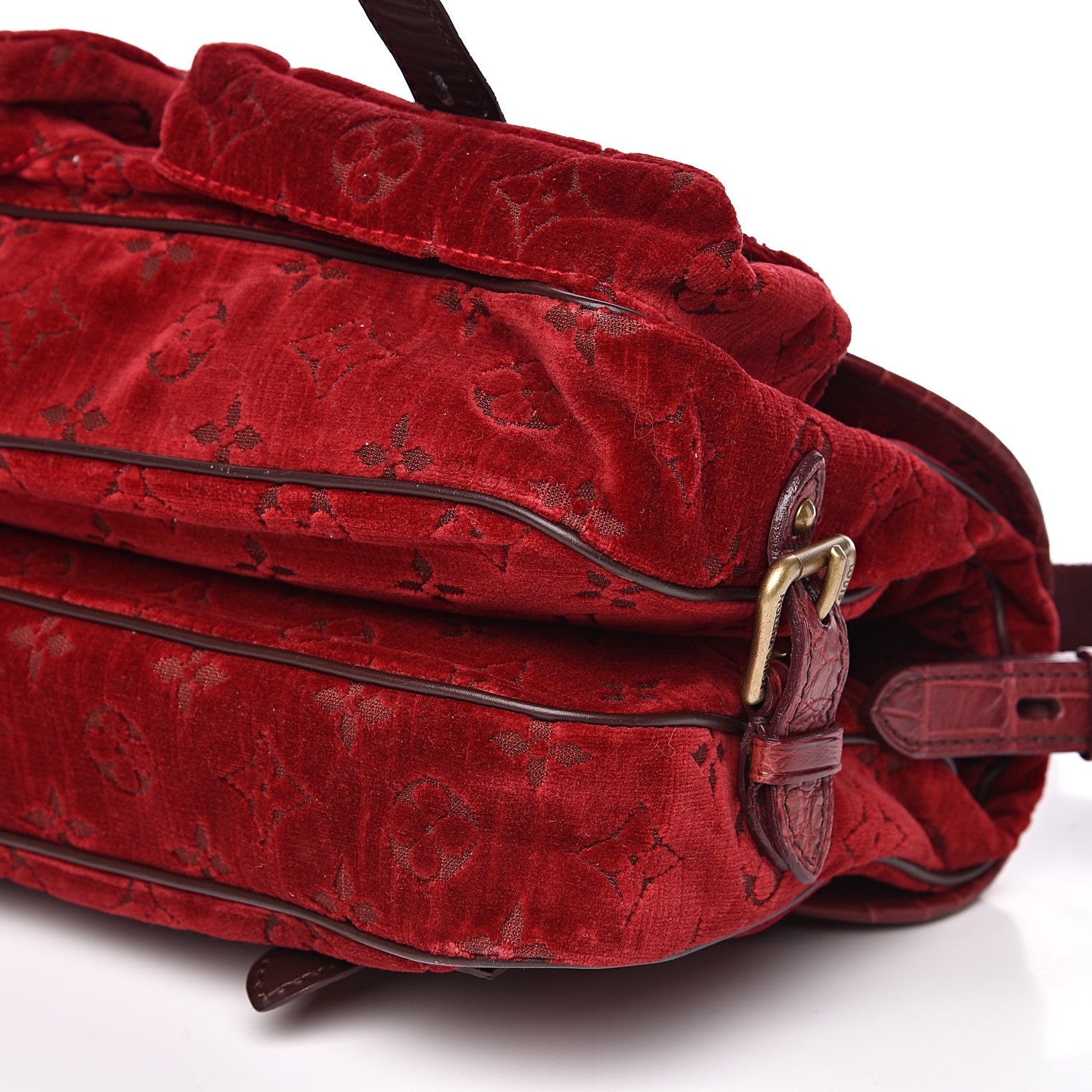 Louis Vuitton Monogram Velours Ostrich Clyde Red 11 of 13
