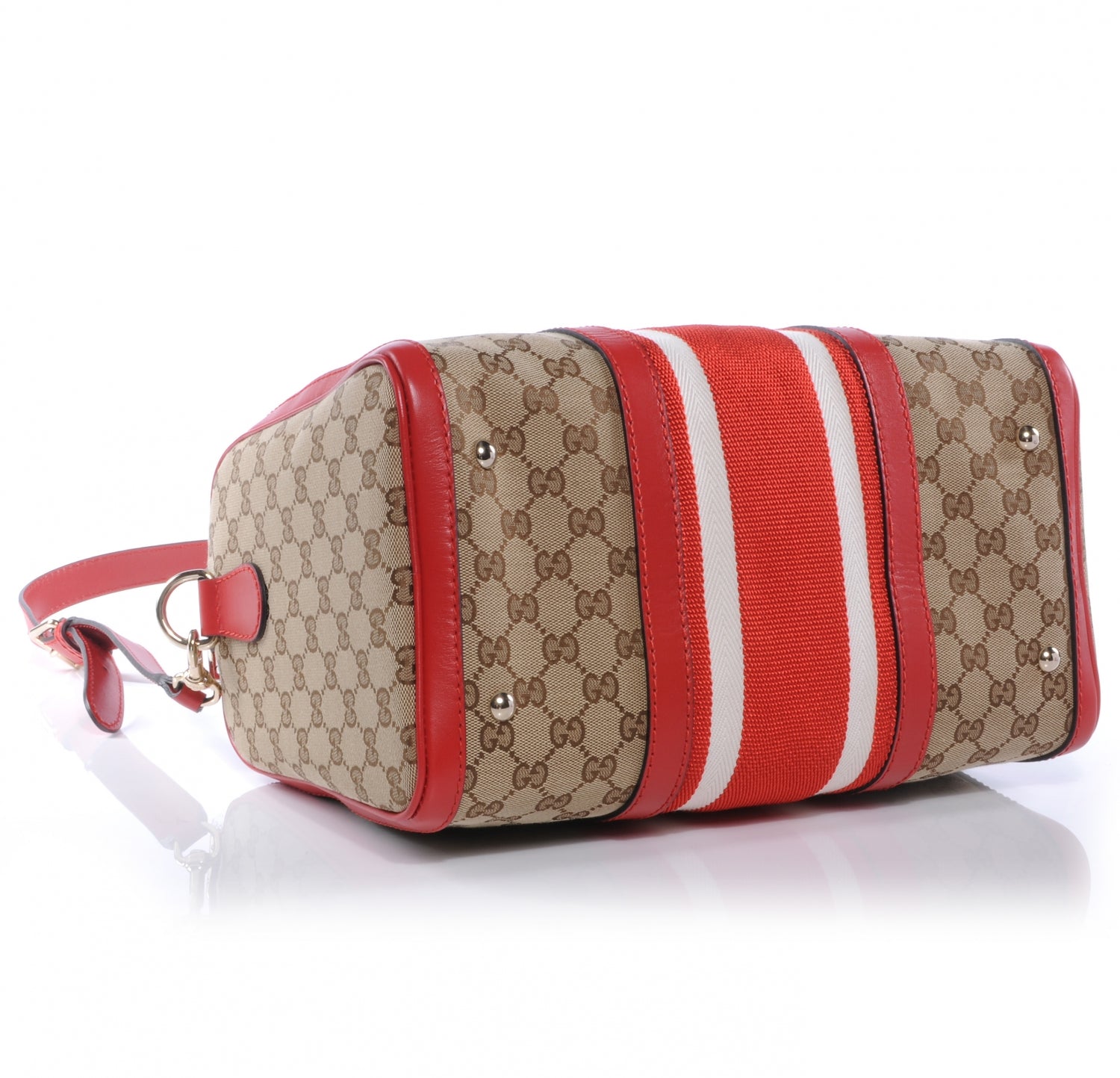 Gucci Monogram Vintage Web Medium Boston Red 4 of 8