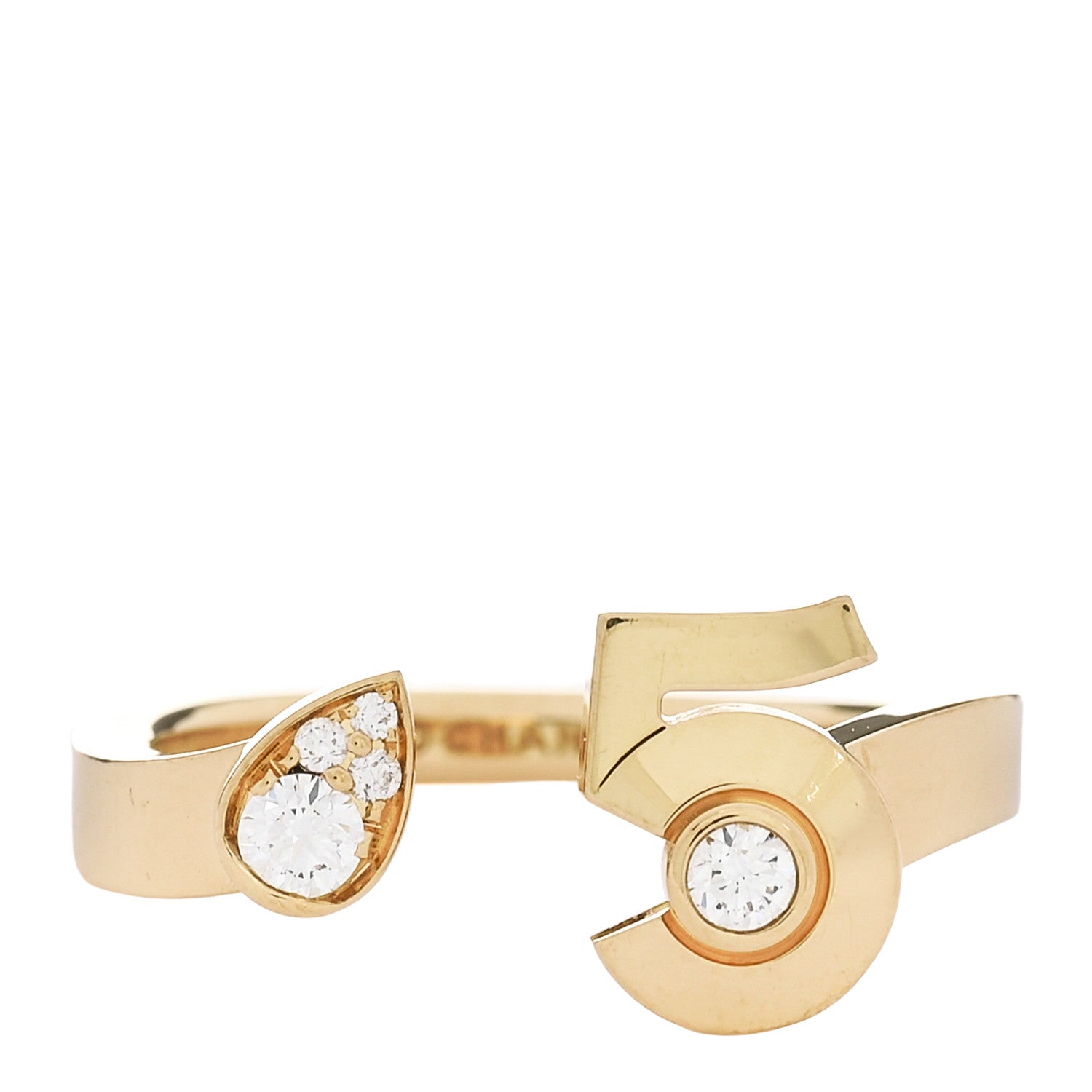 Chanel 18K Yellow Gold Diamond Extrait de No 5 Ring 54 7 1 of 5