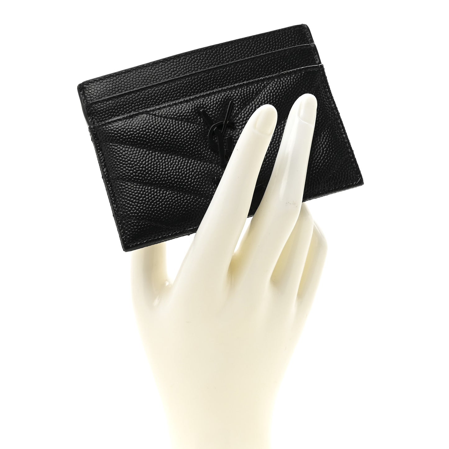 Grain De Poudre Matelasse Chevron Monochrome Monogram Credit Card Case Black