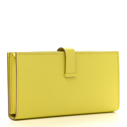 Hermes Chevre Mysore Bearn Gusset Wallet Lime 3 of 8