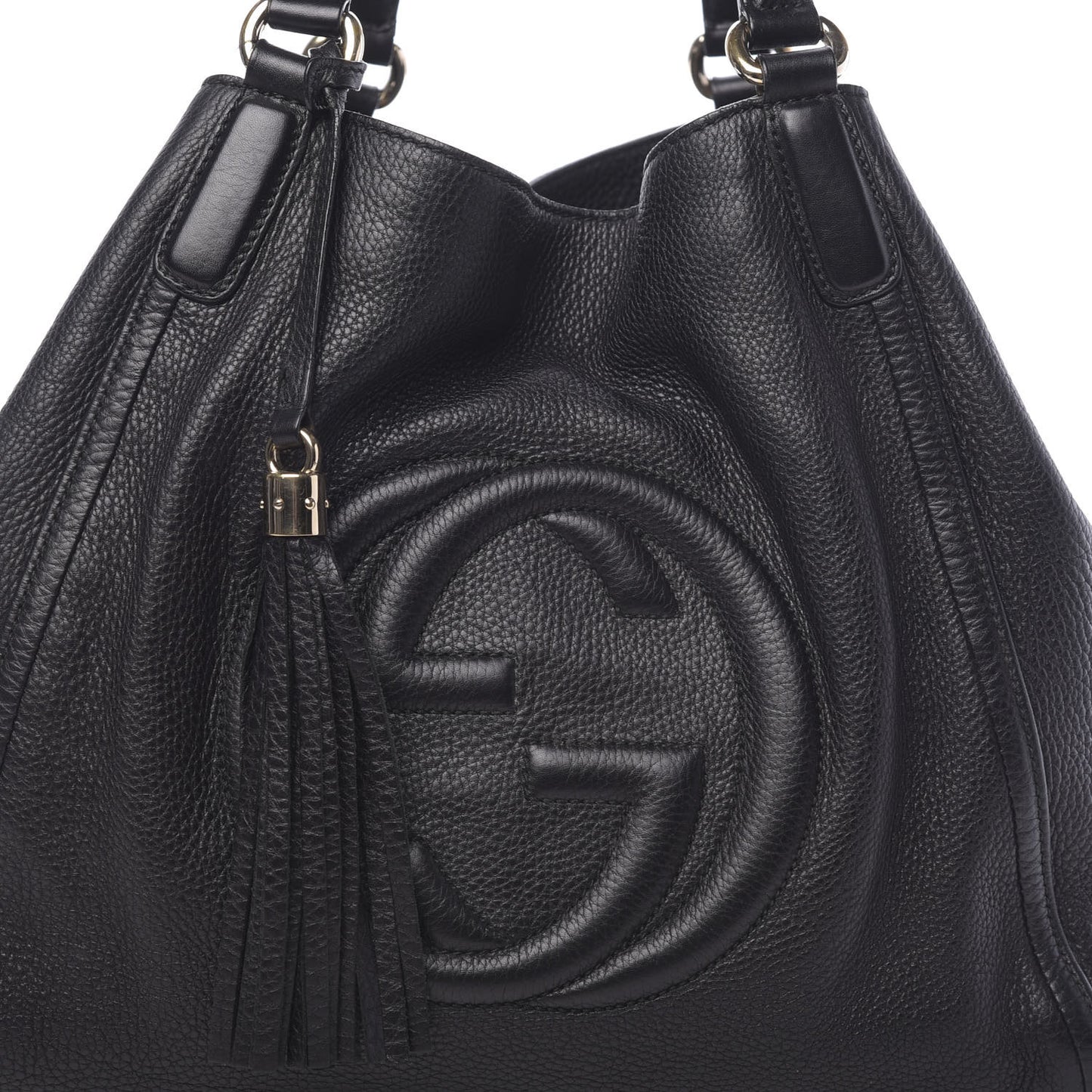 Pebbled Calfskin Medium Soho Shoulder Bag Black