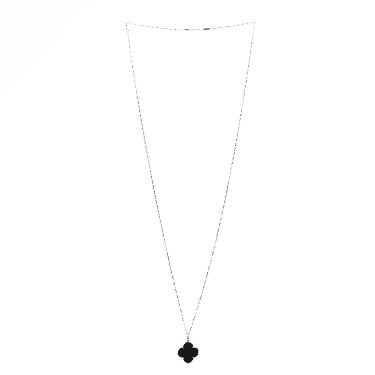 Van Cleef & Arpels 18K White Gold Black Onyx Magic Alhambra Pendant Necklace 2 of 8