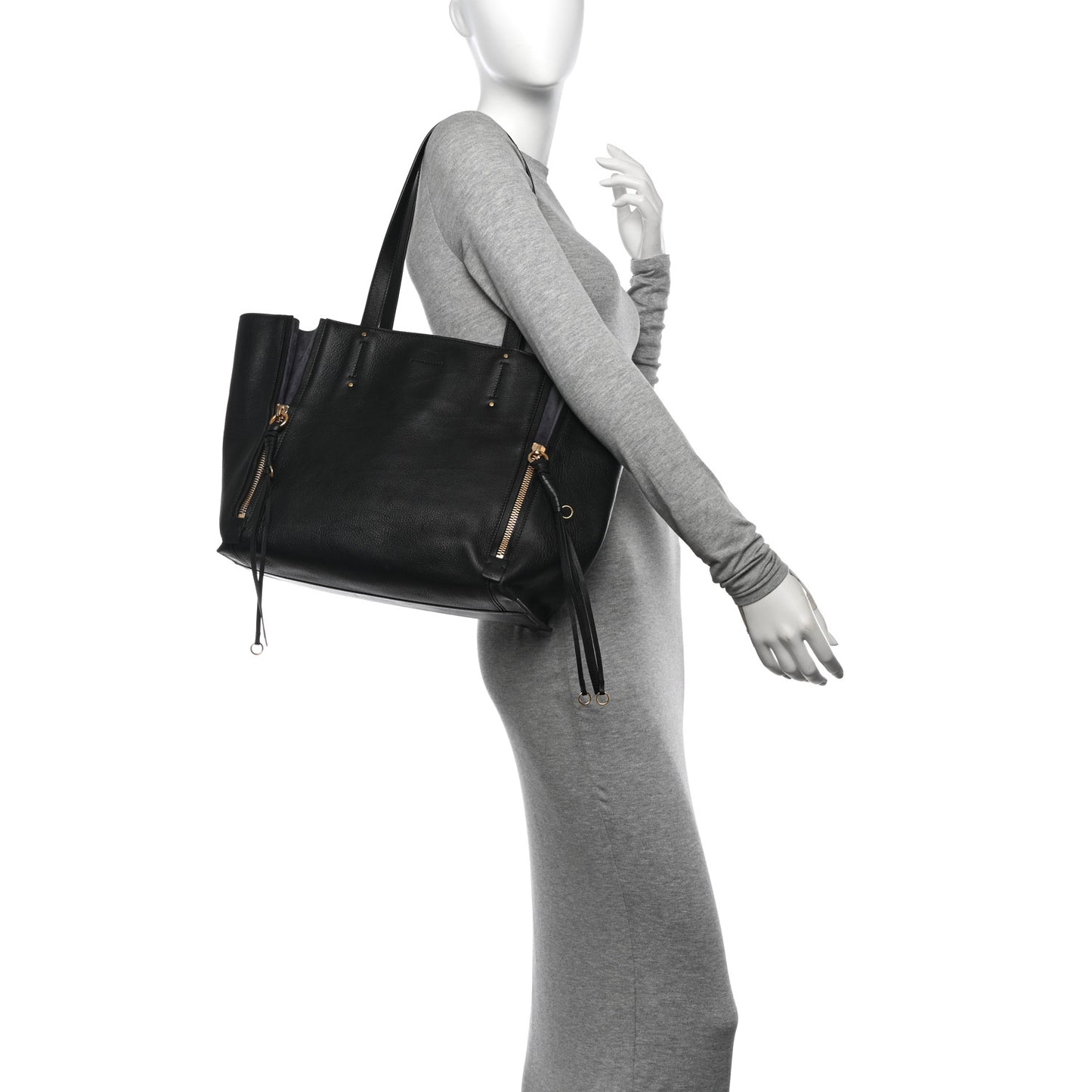 Smooth Calfskin Medium Milo Shopping Tote Black