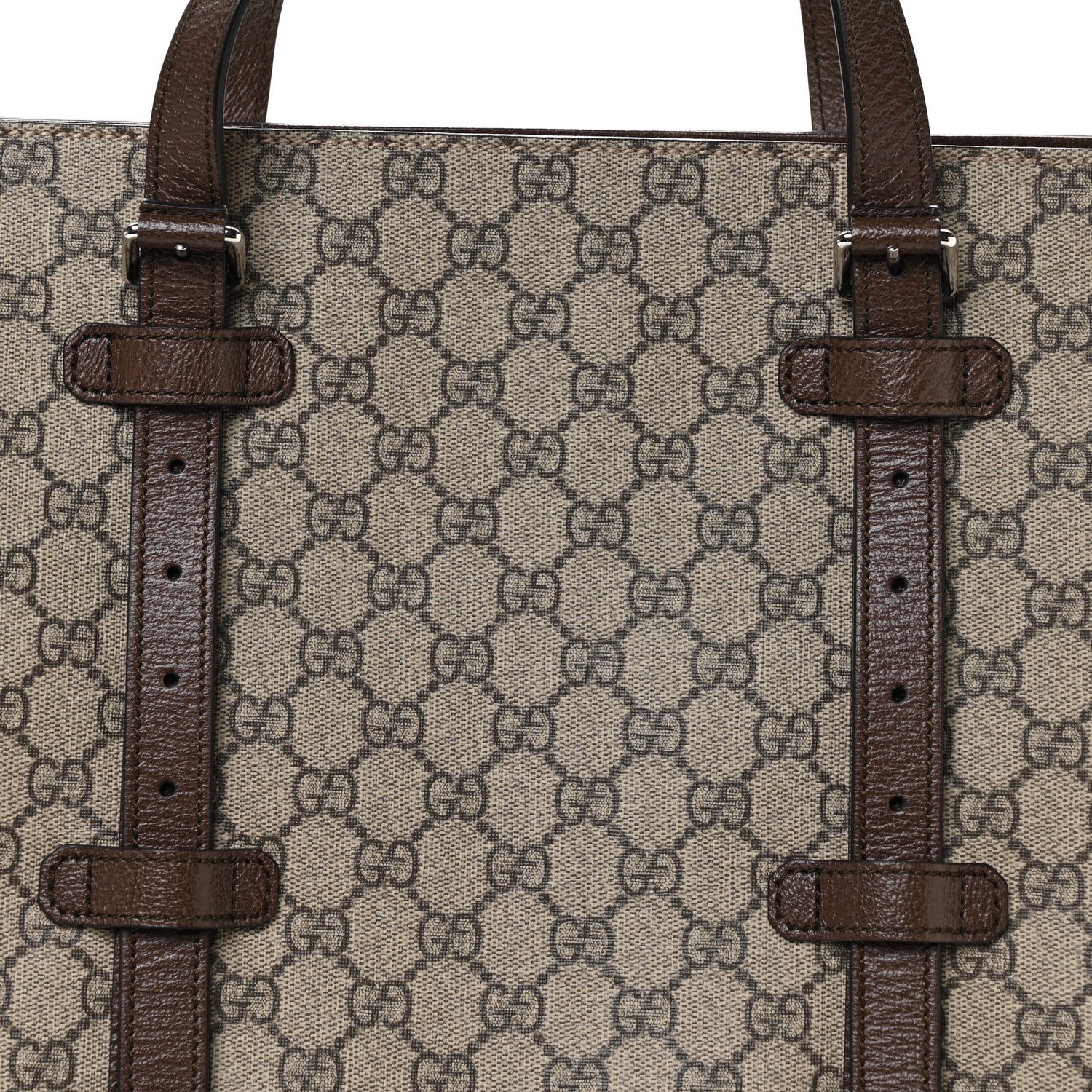 Gucci GG Supreme Monogram Textured Dollar Calfskin Medium Detail Tote Beige Ebony New Acero 8 of 10