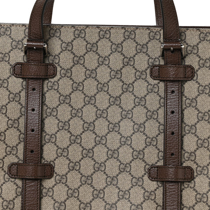 Gucci GG Supreme Monogram Textured Dollar Calfskin Medium Detail Tote Beige Ebony New Acero 8 of 10