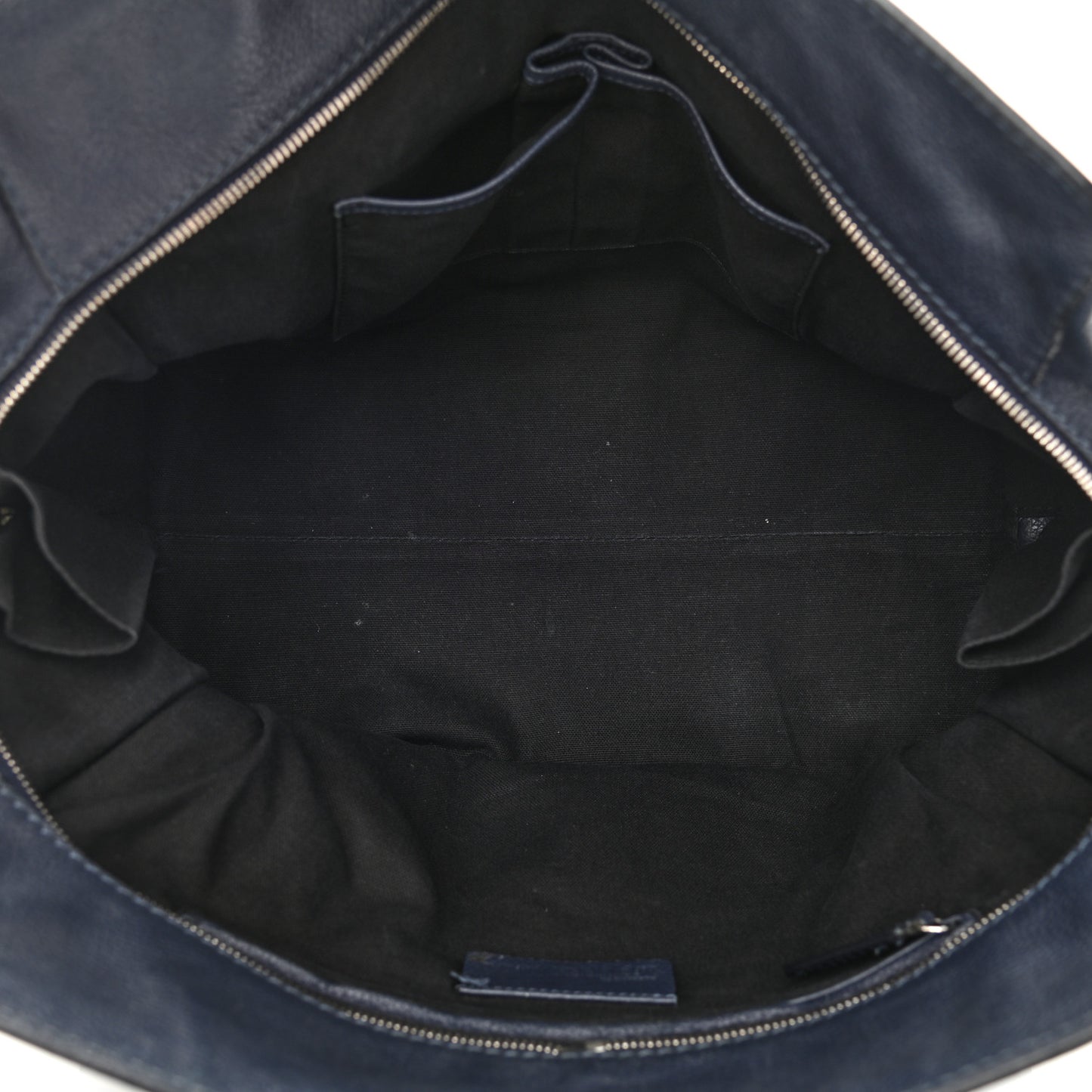 Pebbled Calfskin Large Skull Padlock Zip Around Tote Navy