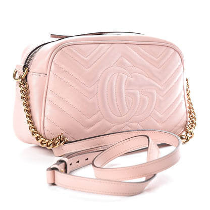 Gucci Calfskin Matelasse Small GG Marmont Chain Shoulder Bag Perfect Pink 3 of 13