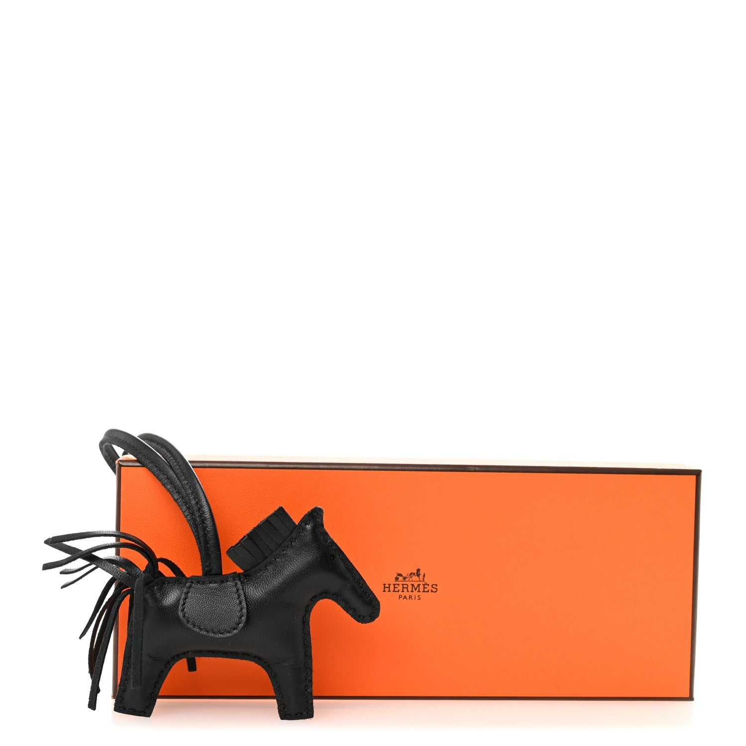 Hermes Milo Lambskin Grigri Rodeo Horse Bag Charm PM So Black 5 of 5