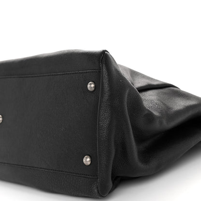 Fendi Goatskin Zucca Large Peekaboo Iconic Satchel Black Tobacco 10 of 10