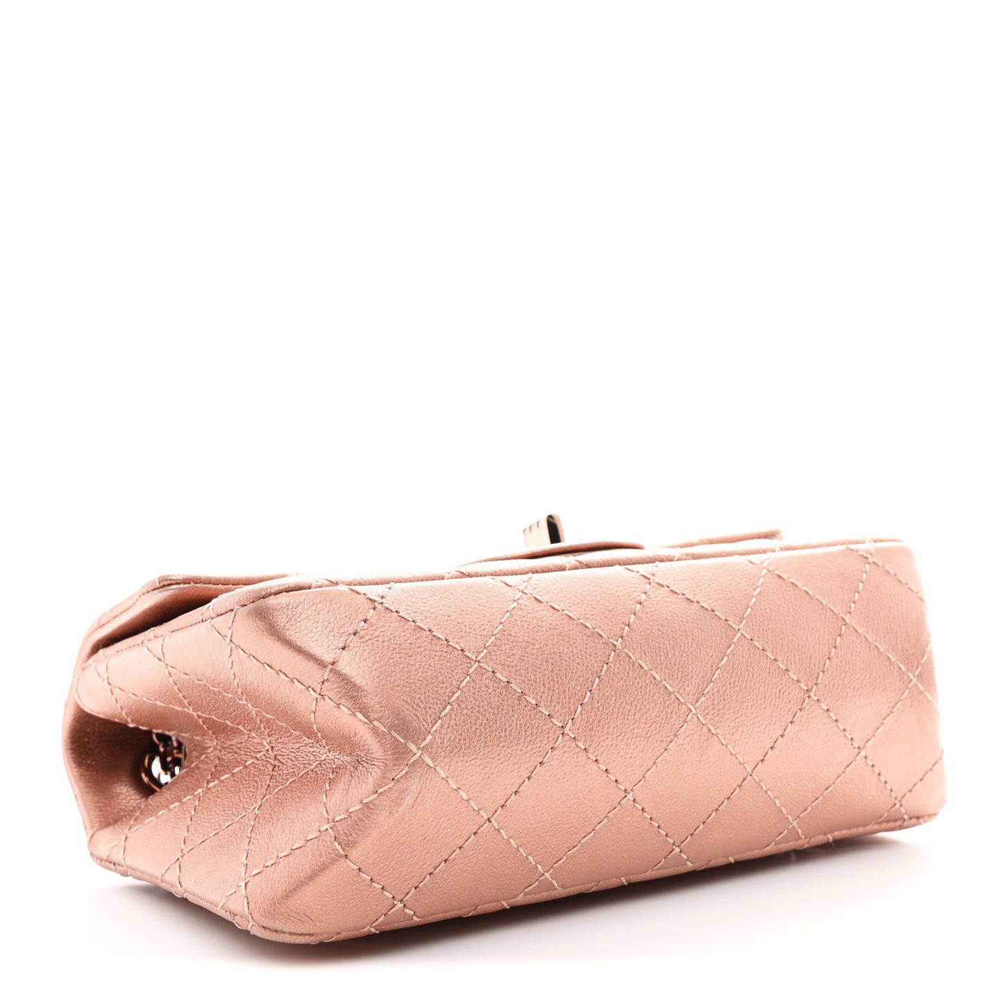 Metallic Grained Calfskin Quilted 2.55 Reissue Mini Flap Copper Pink