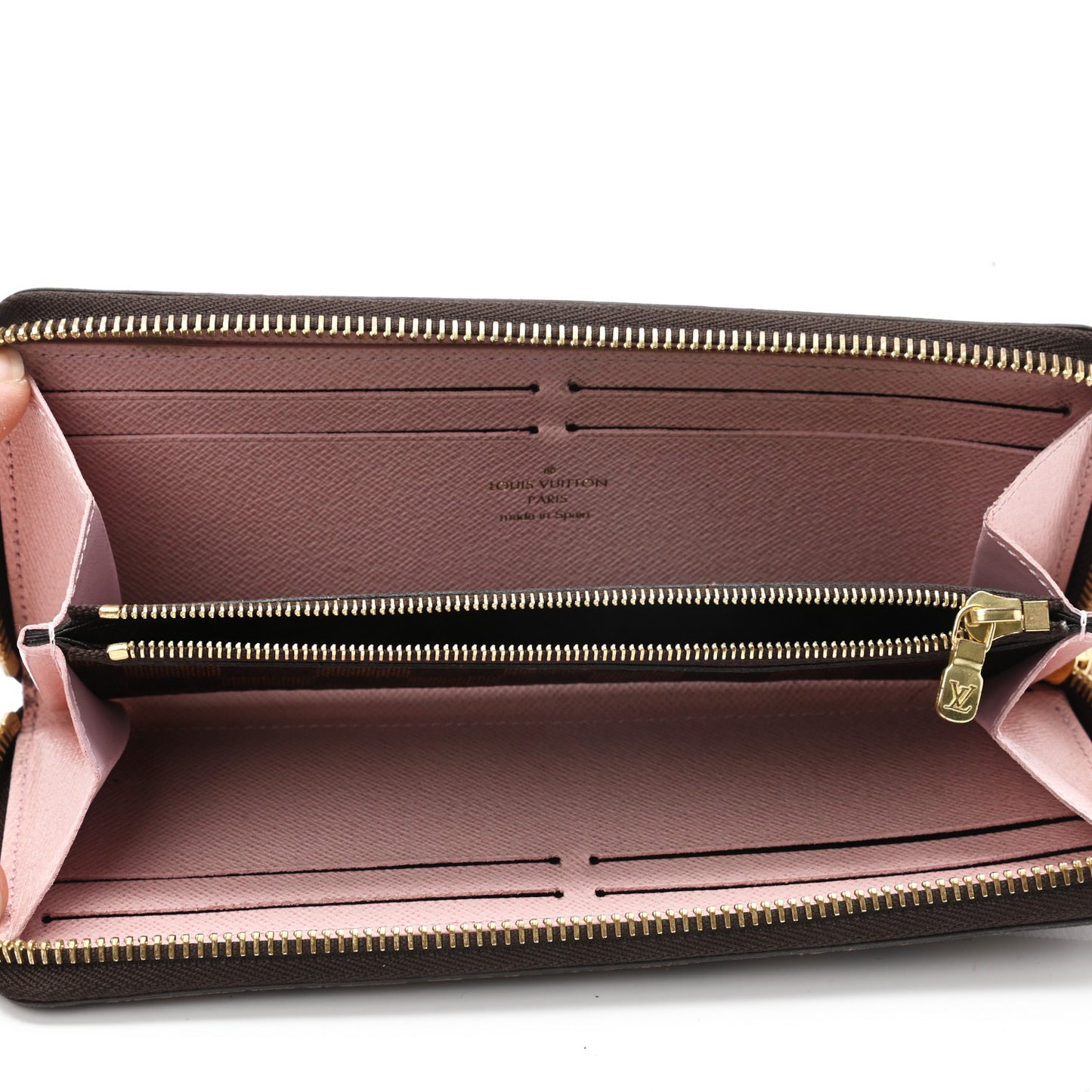 Damier Ebene Clemence Wallet Rose Ballerine