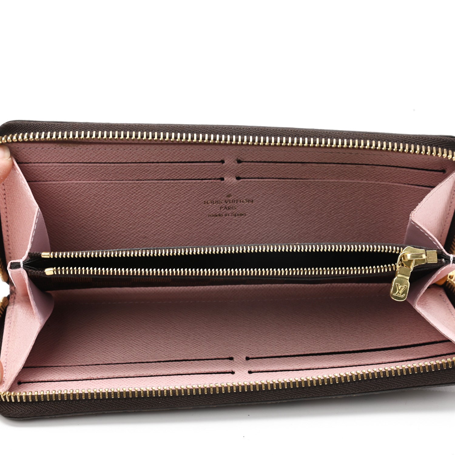 Louis Vuitton Damier Ebene Clemence Wallet Rose Ballerine 5 of 7