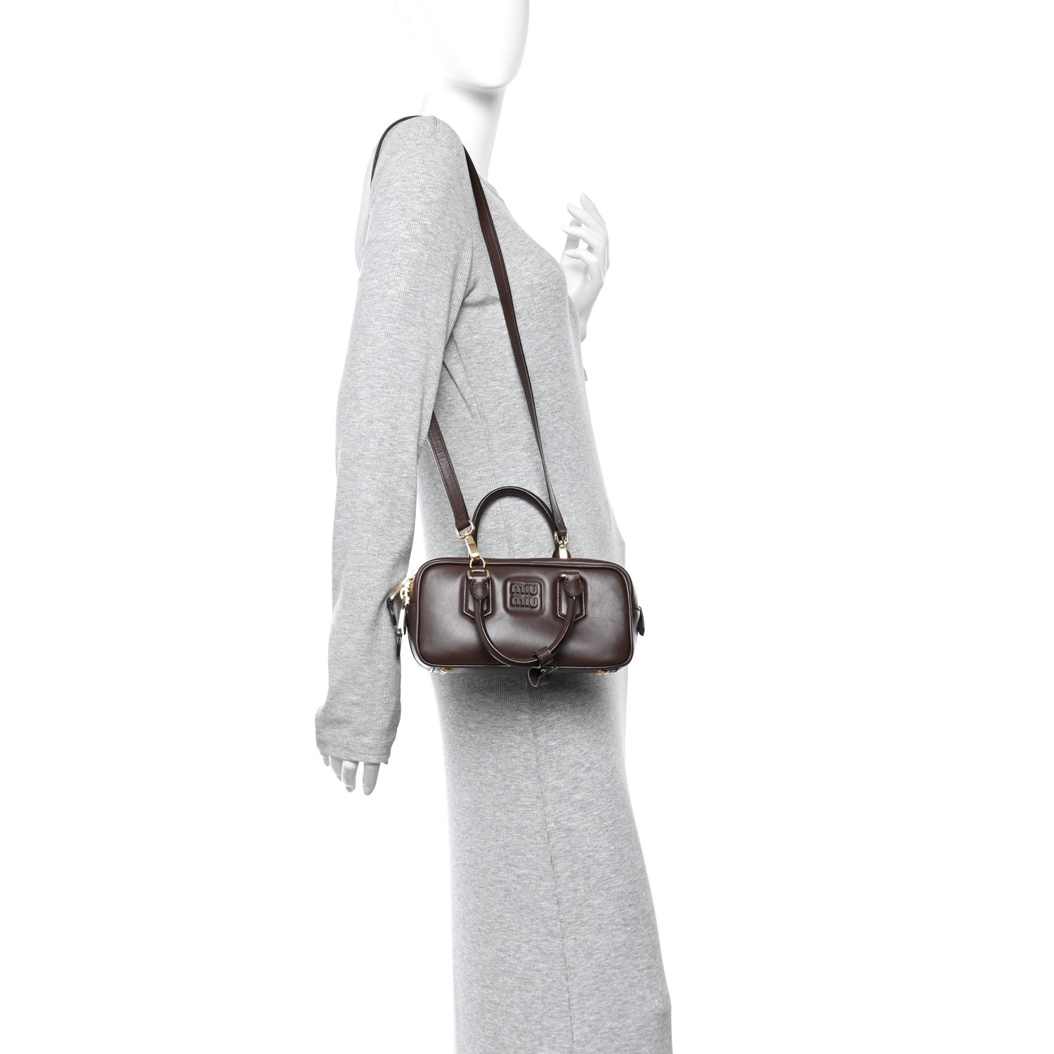 Miu Miu Calfskin Mini Arcadie Top Handle Bag Briarwood 2 of 9