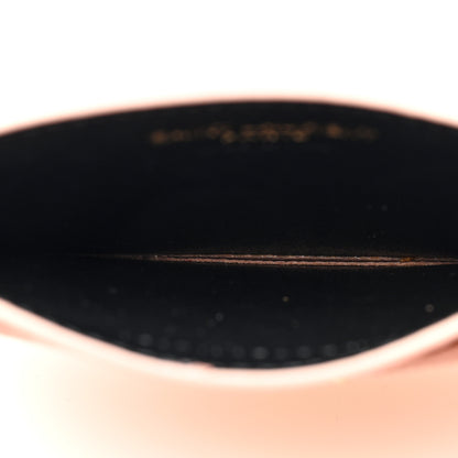 Saint Laurent Grain De Poudre Matelasse Chevron Monogram Credit Card Case Pale Pink 5 of 7