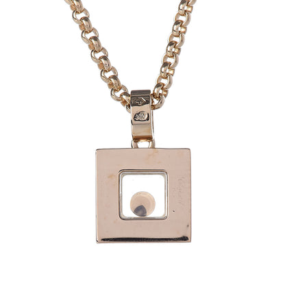 Chopard 18K Yellow Gold Diamond Happy Diamonds Square Pendant Necklace 5 of 7