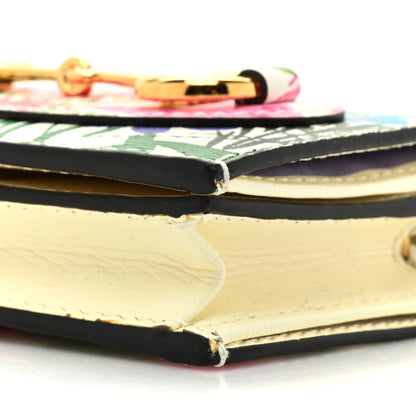 Gucci X KEN SCOTT New Shangai Calfskin Jardin D'Avril Floral Print Horsebit 1955 Card Case Wallet Ivory Pink 9 of 15