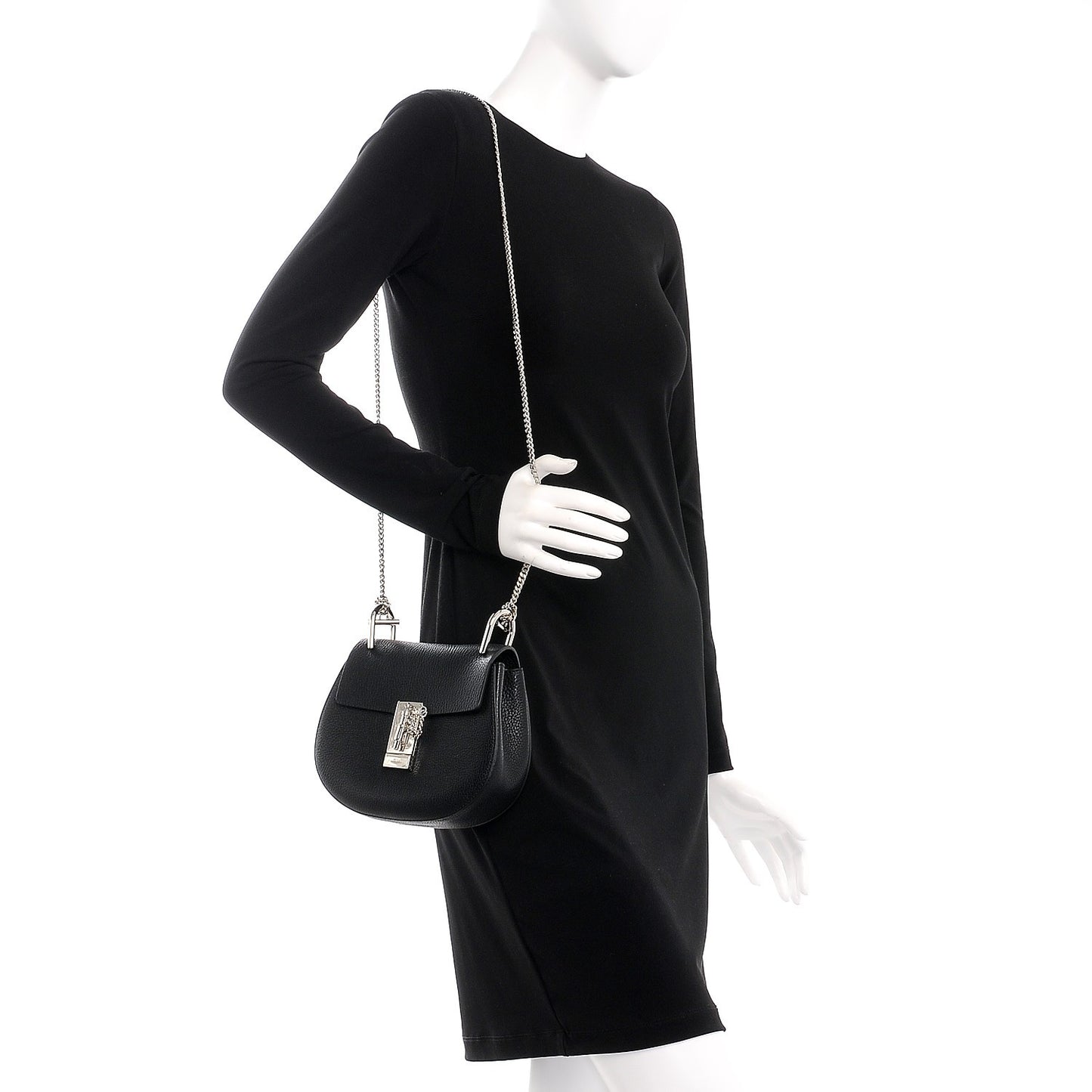 Grained Lambskin Mini Drew Shoulder Bag Black